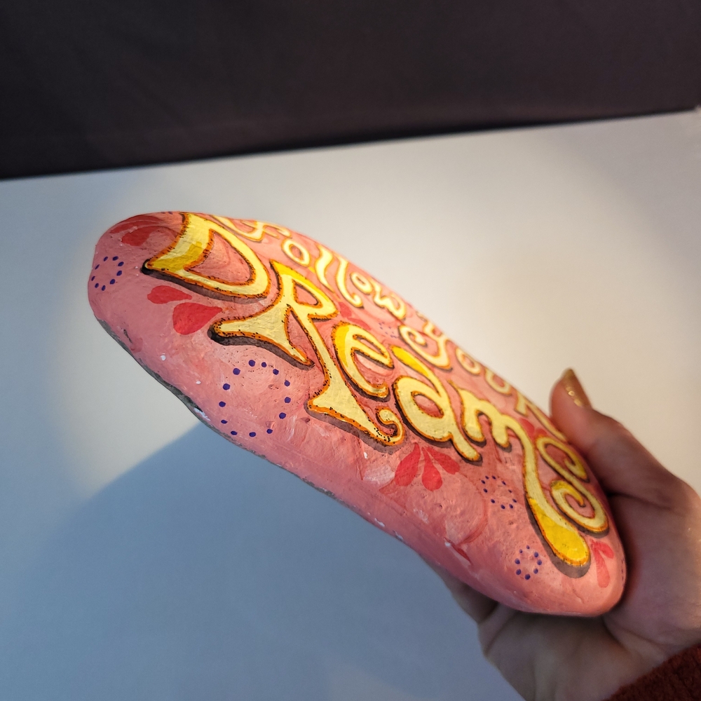 Hand Painted Rock Follow Your Dreams - Picture 7 of 9